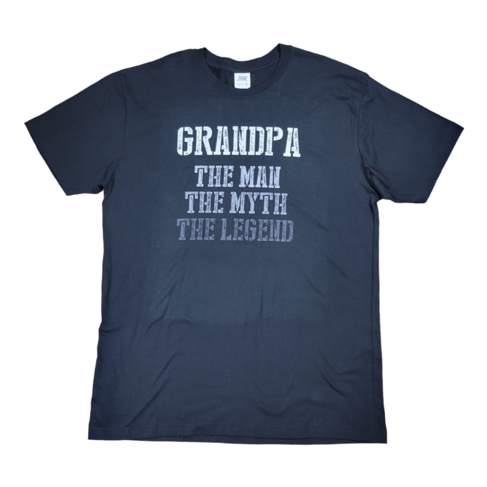 USED JHK GRANDPA. THE MAN. THE MYTH. THE LEGEND. MEN'S TSHIRT Size XL